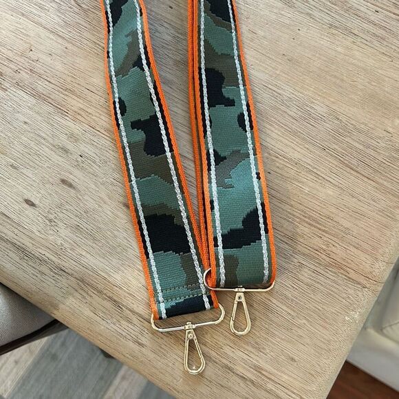 NEW Mersi green camo with silver orange wide purse strap  replacement strap - Picture 2 of 5